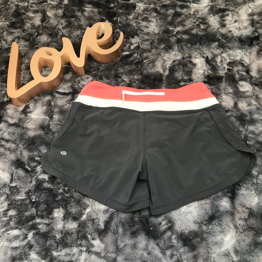 Lululemon Running Shorts charcoal & orange size 2